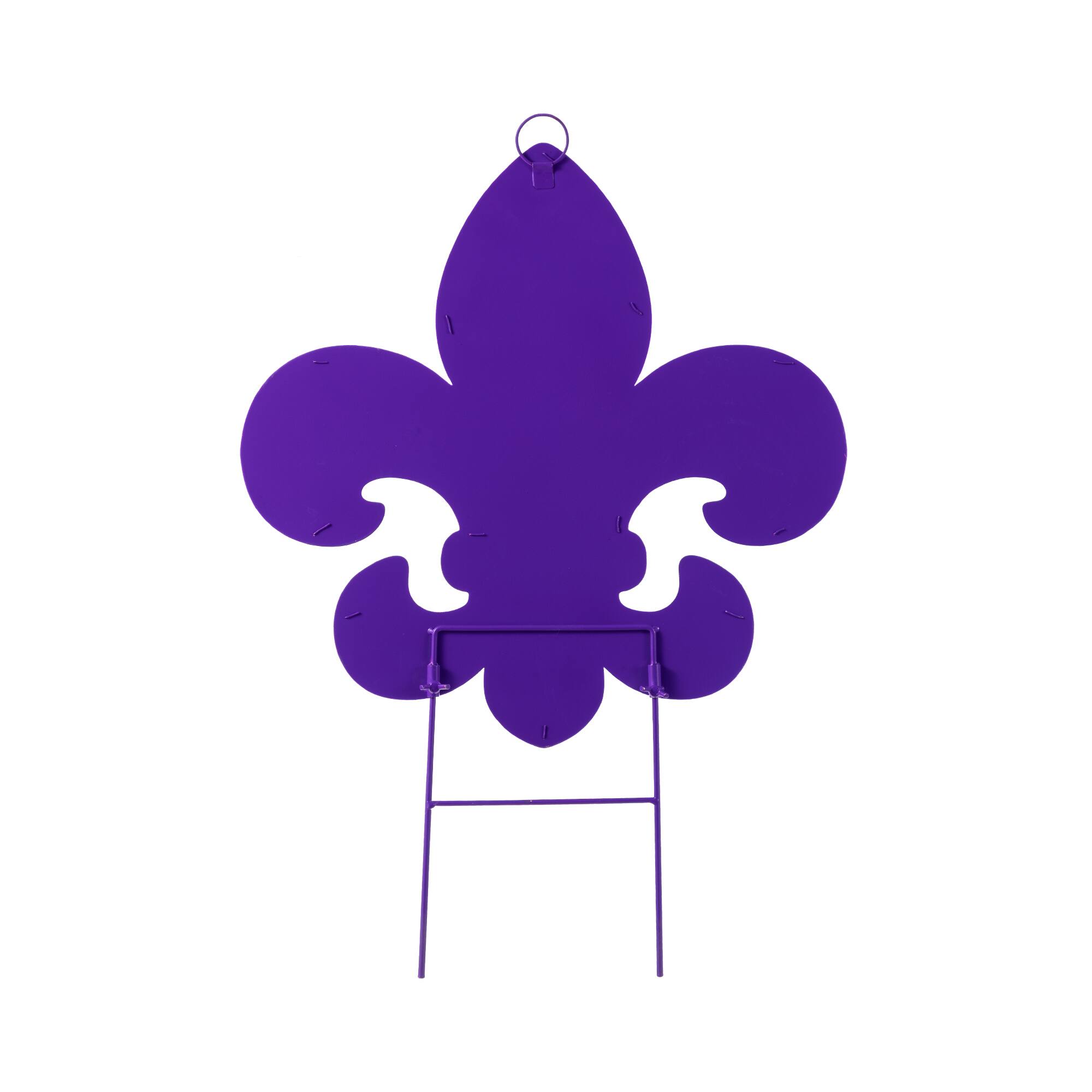 Glitzhome® 24" Mardi Gras Metal Fleur-de-Lis Yard Stake